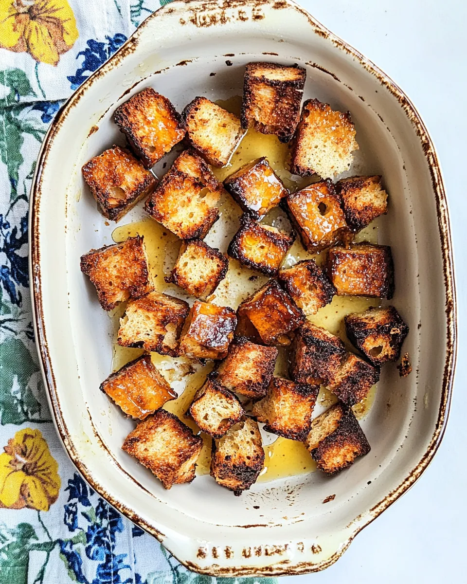 Sweet Homemade Honey Butter Sourdough Croutons plate image
