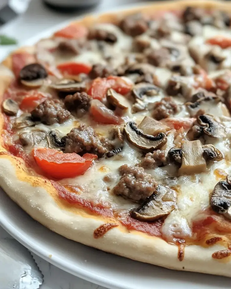 Homemade Sausage Mushroom Pizza photo