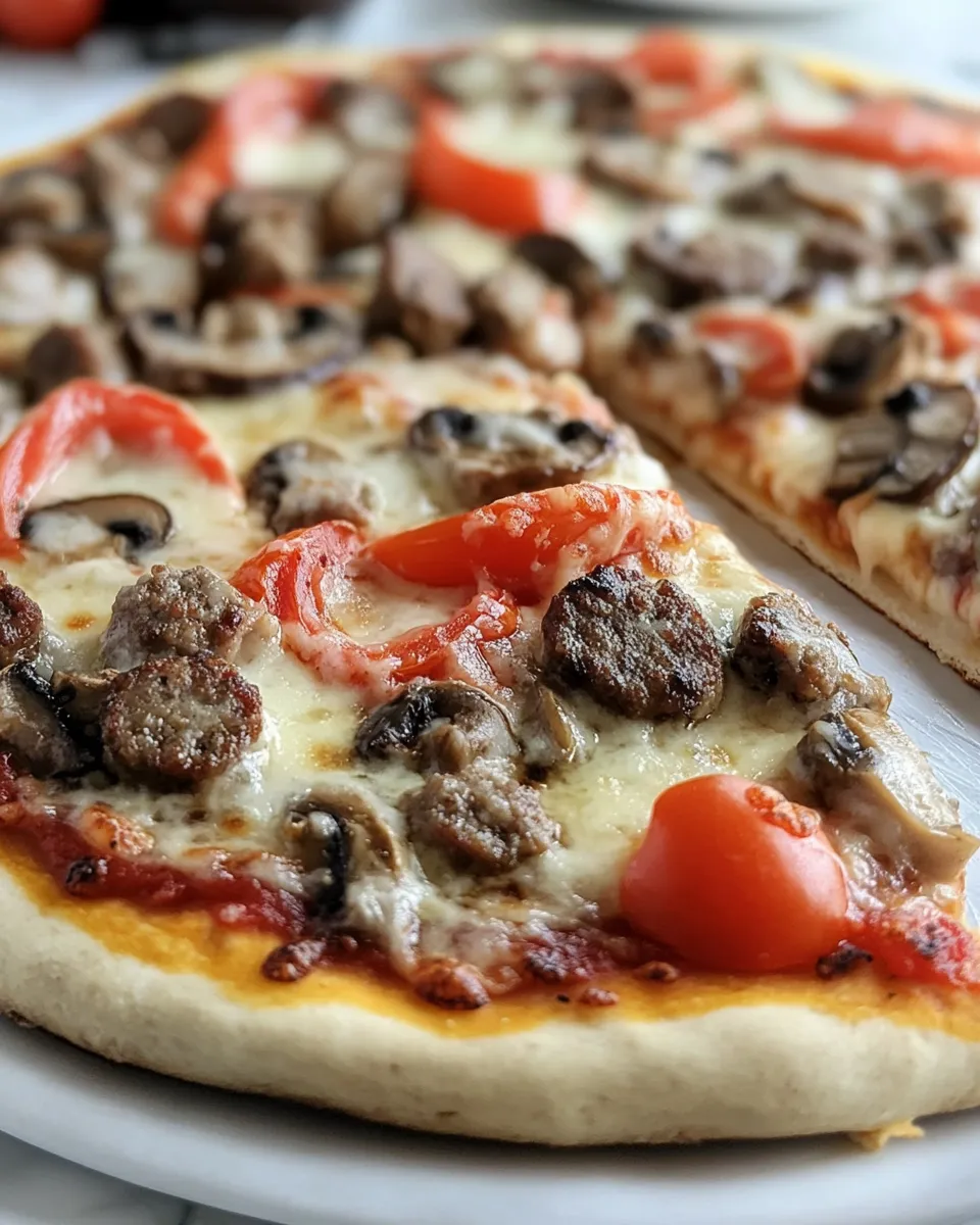 Savory Homemade Sausage Mushroom Pizza recipe photo
