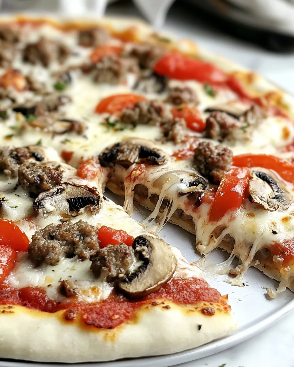 Sweet Homemade Sausage Mushroom Pizza dish image