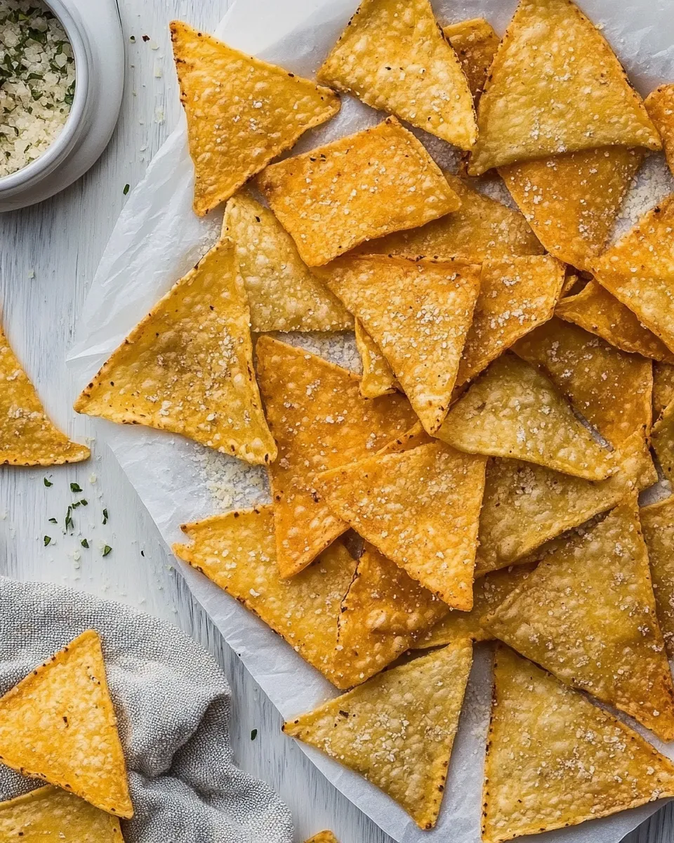 Amazing Homemade Tortilla Chips with Garlic Parmesan (Baked Tortilla Chips) recipe photo