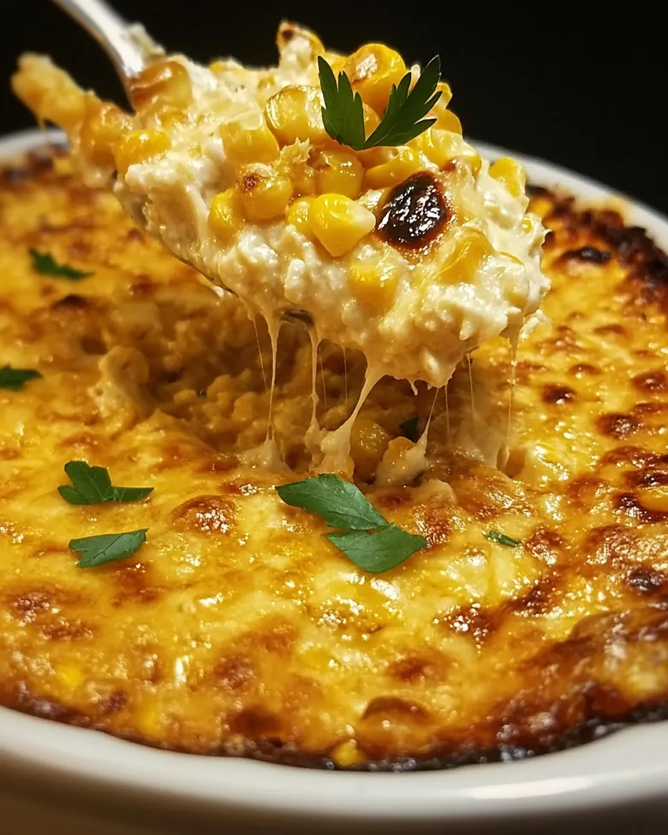 Delicious Hot Corn and Cheese Dip shot