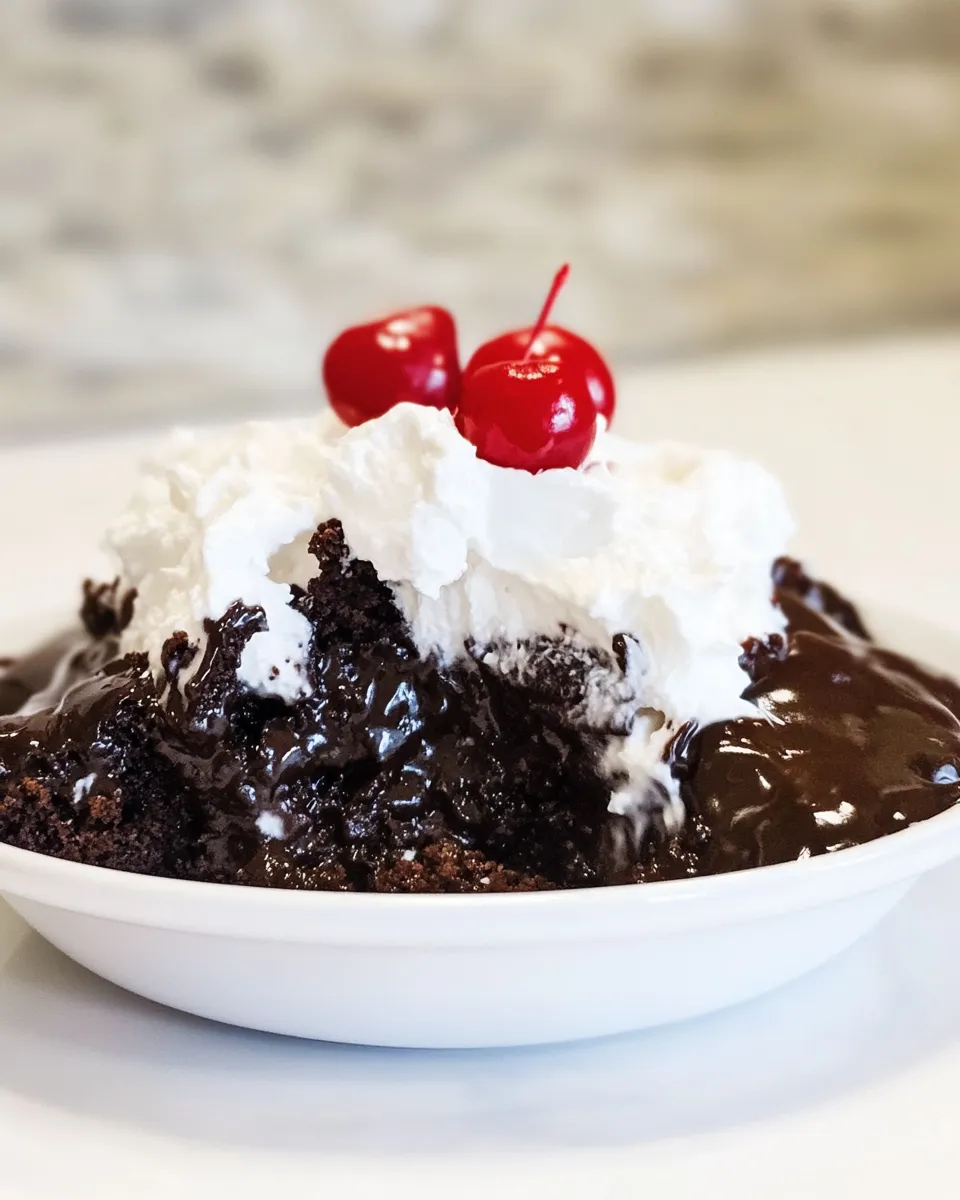 Delicious Hot Fudge Sundae Cake shot