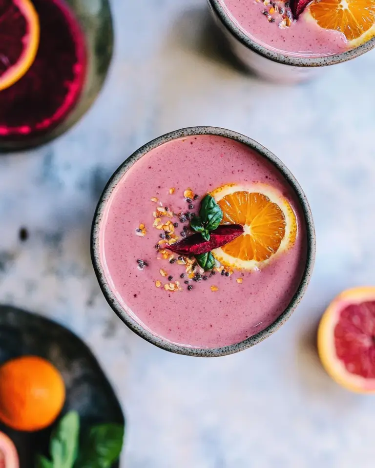 Homemade Hot Pink Beet Smoothie with Citrus photo
