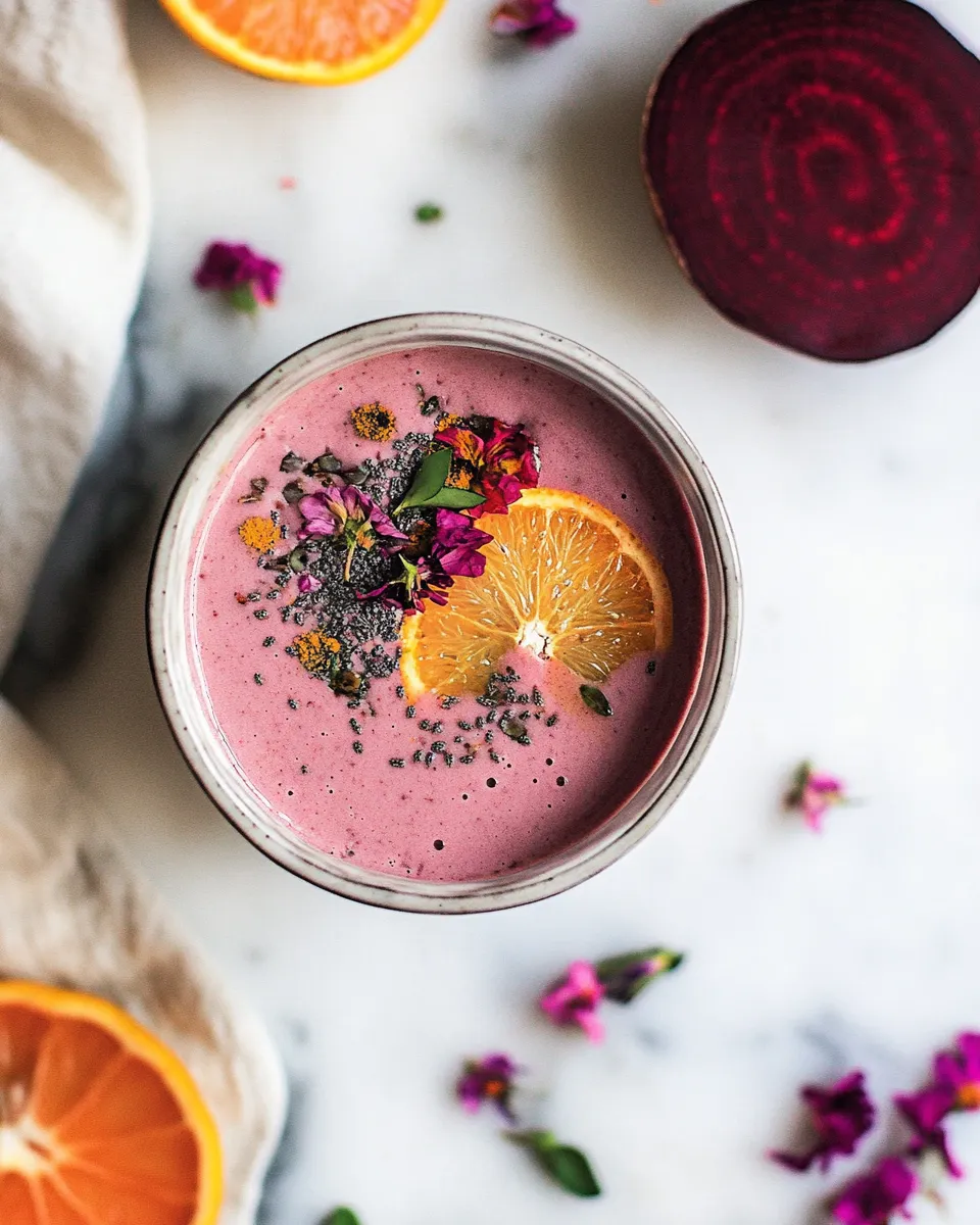 Quick Hot Pink Beet Smoothie with Citrus recipe photo