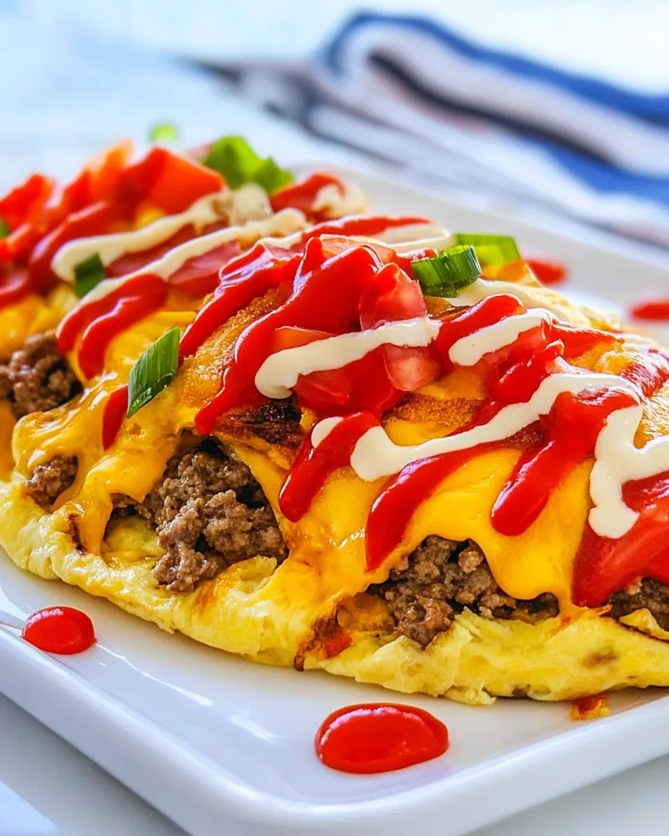 Savory IHOP Cheeseburger Omelette shot