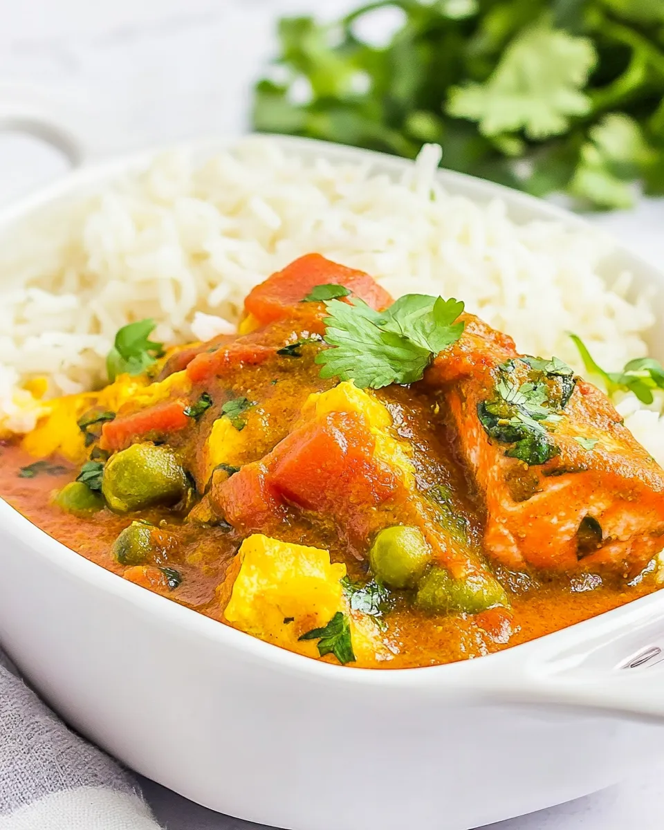 Classic Indian Salmon Curry with Saffron Rice image