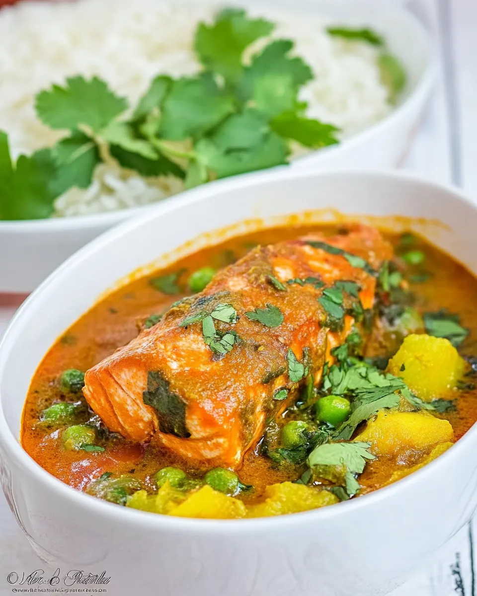 Easy Indian Salmon Curry with Saffron Rice recipe photo