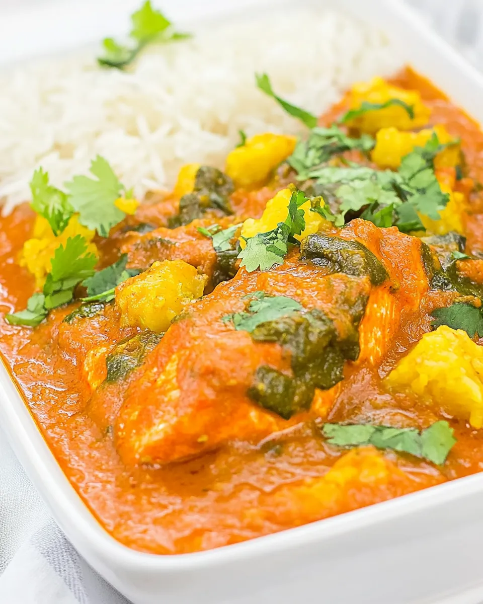 Delicious Indian Salmon Curry with Saffron Rice shot