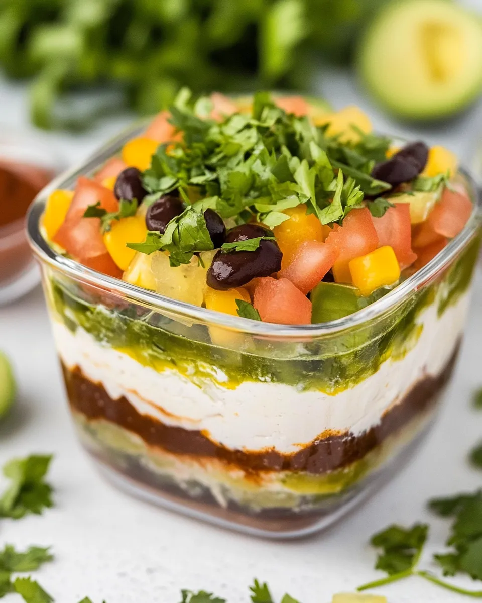 Delicious Individual Seven Layer Dip shot