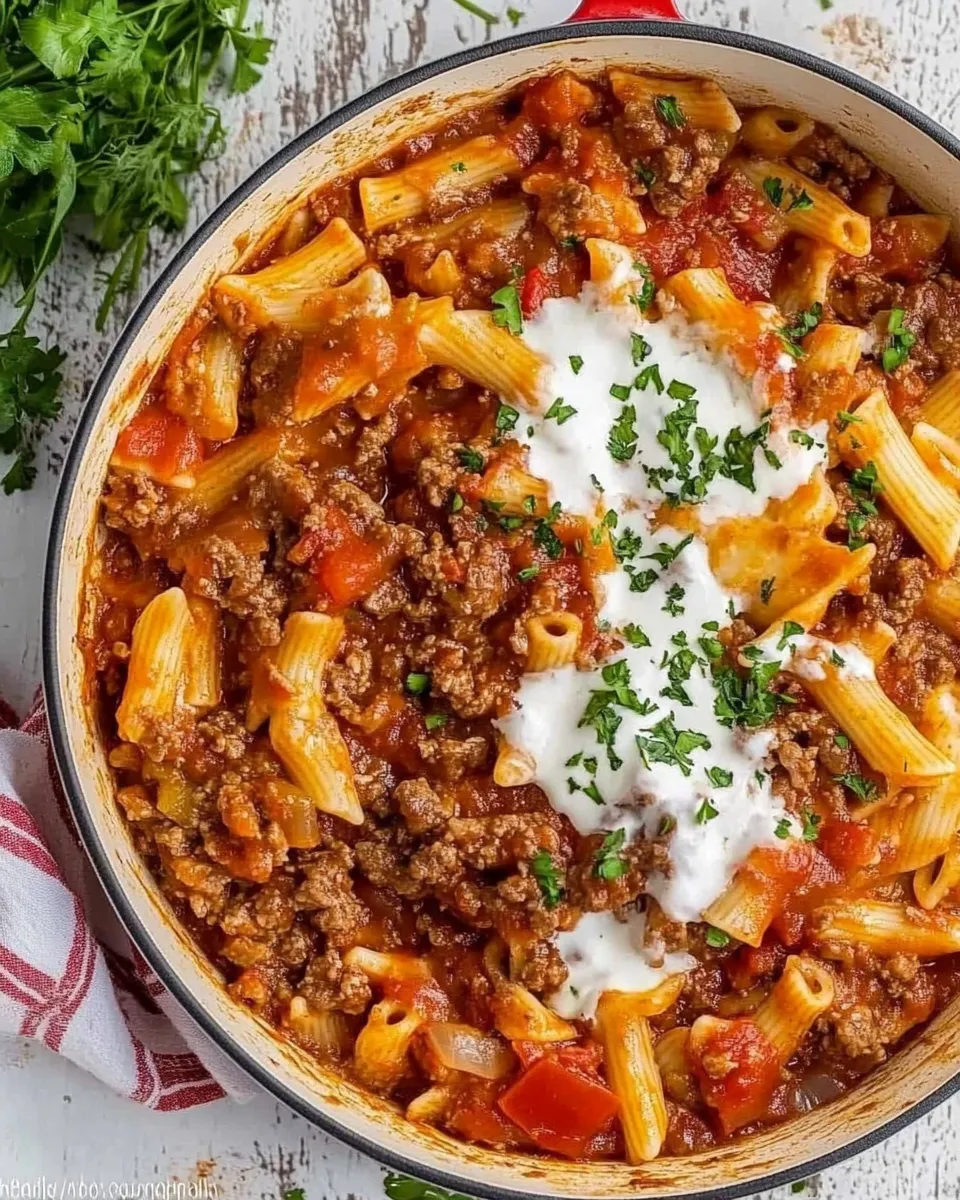 Easy Italian Beef Pasta Skillet recipe photo