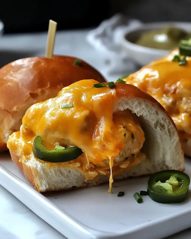 Perfect Jalapeo Cheddar Chicken Meatball Sandwiches. food shot