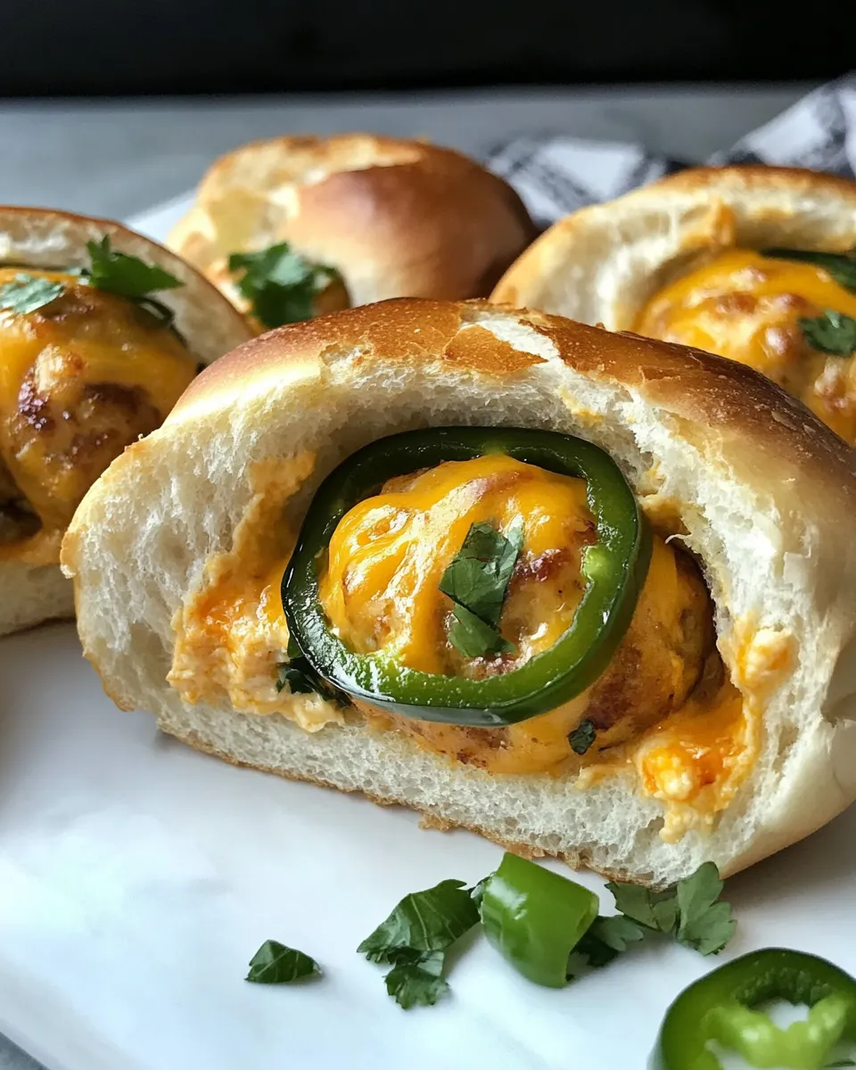 Easy Jalapeo Cheddar Chicken Meatball Sandwiches. recipe image