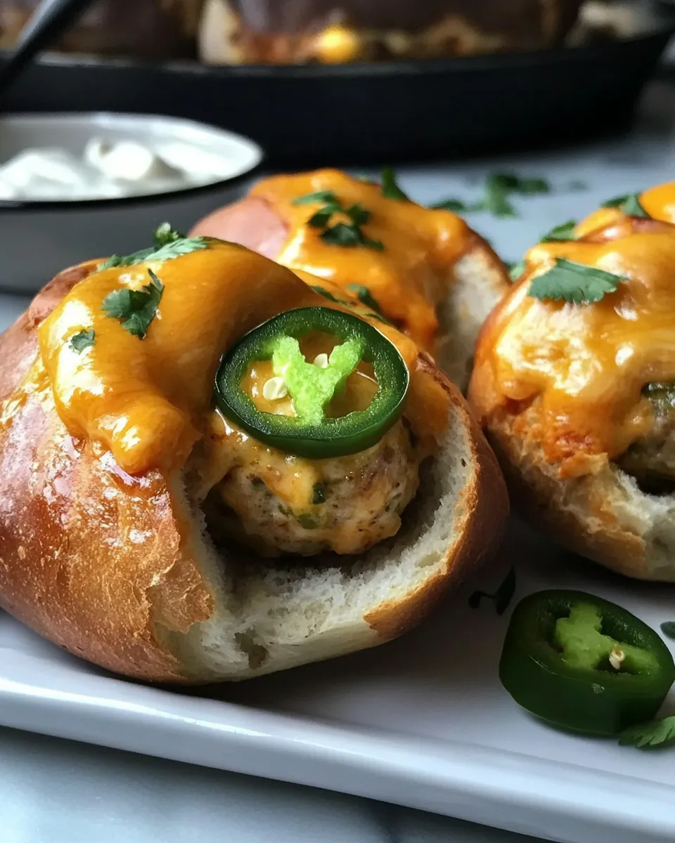 Classic Jalapeo Cheddar Chicken Meatball Sandwiches. picture