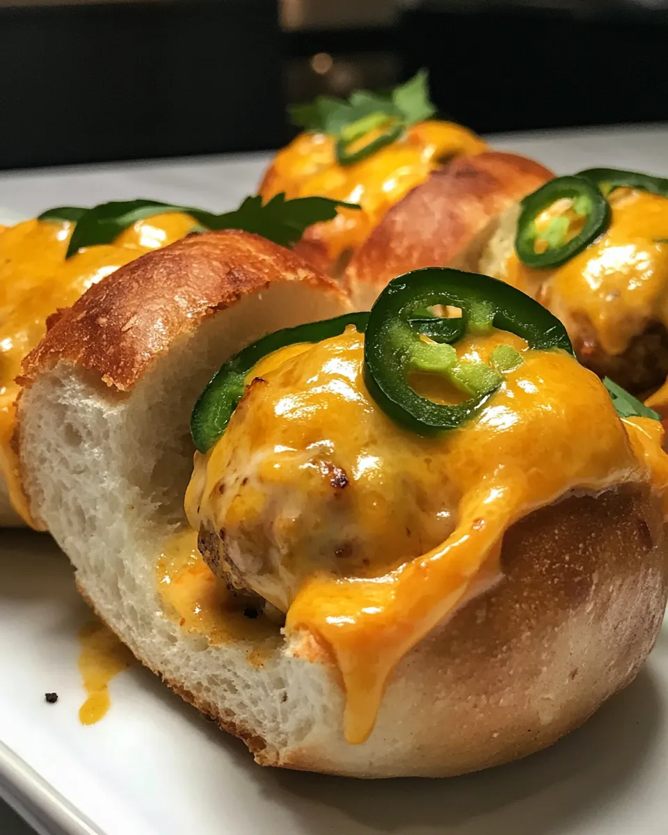 Sweet Jalapeo Cheddar Chicken Meatball Sandwiches. recipe photo