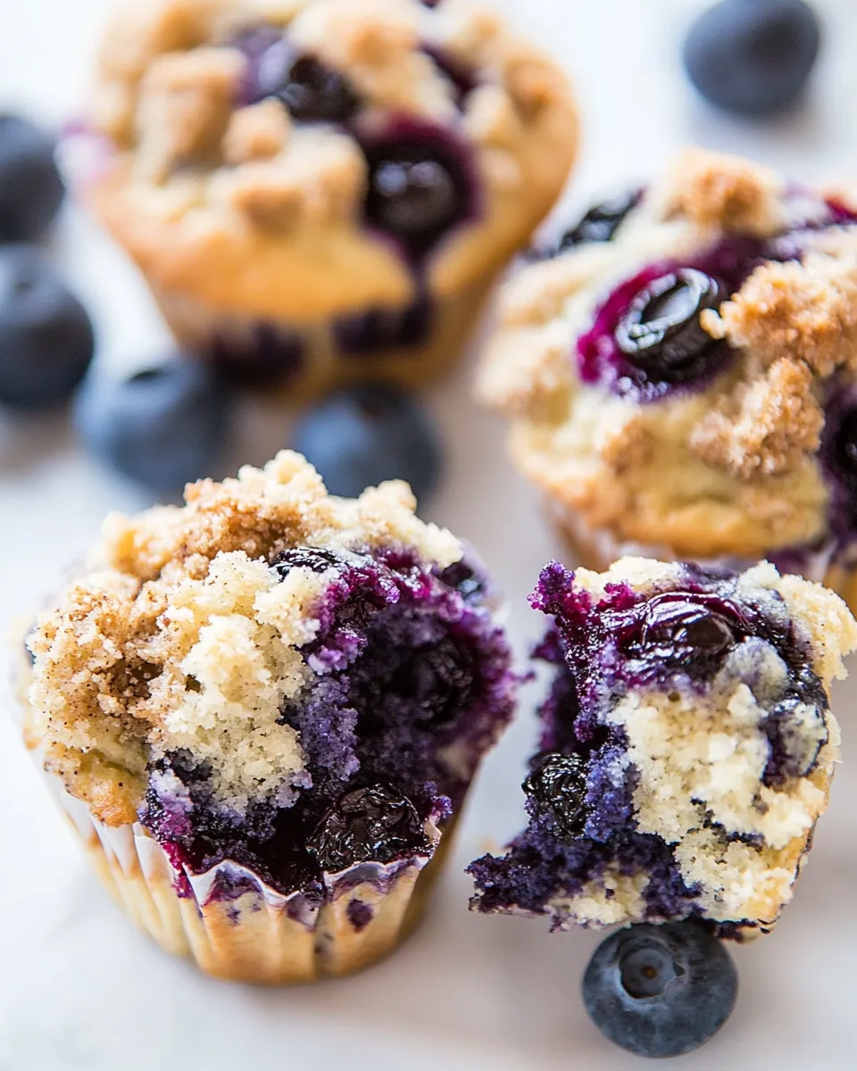 Delicious Jumbo Blueberry Crumb Muffins shot