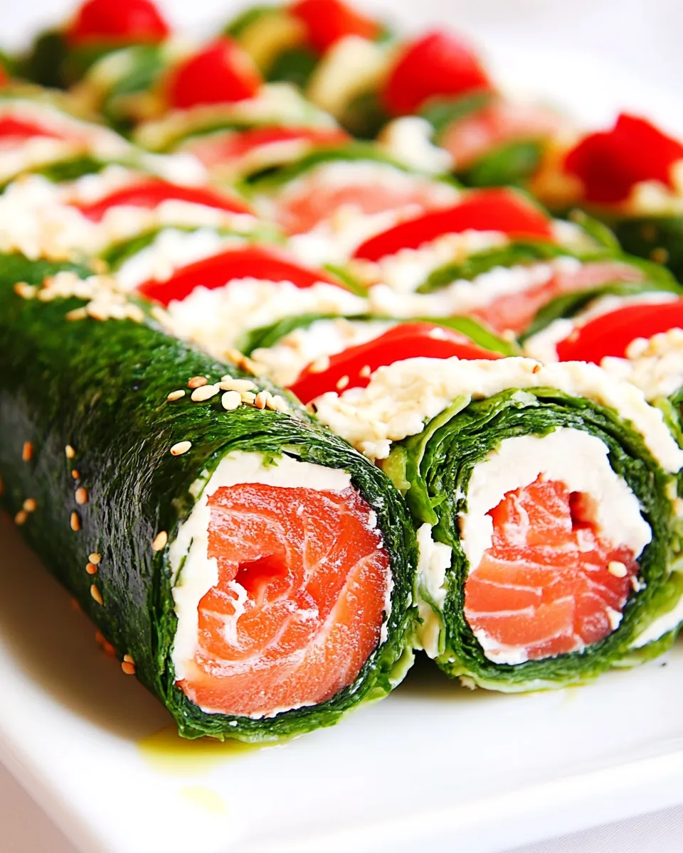 Delicious Keto Arugula Salmon Roll shot