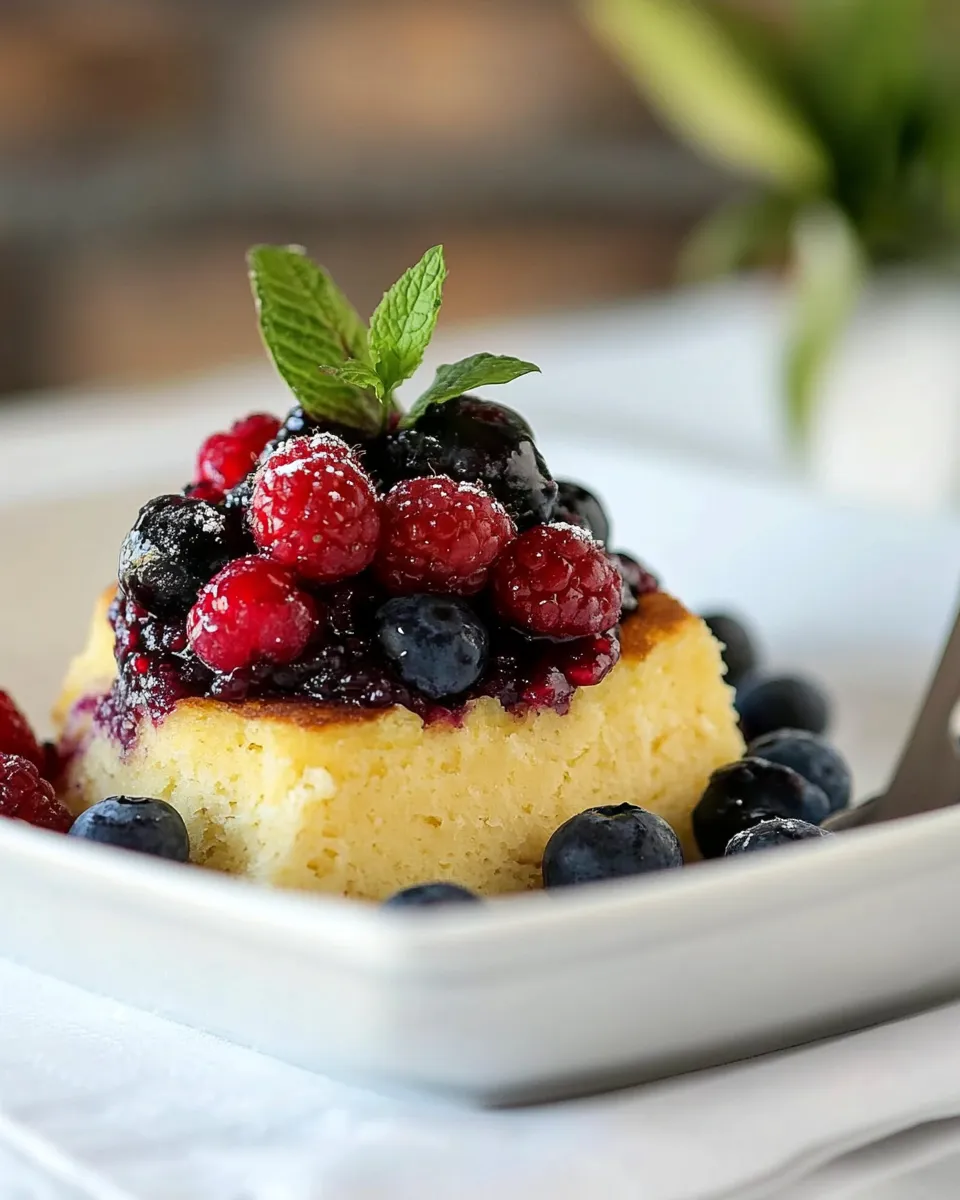 Delicious Lemon Baked Pancake with Berry Sauce image