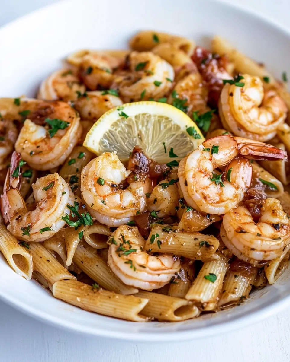 Delicious Lemon Garlic Shrimp Pasta shot