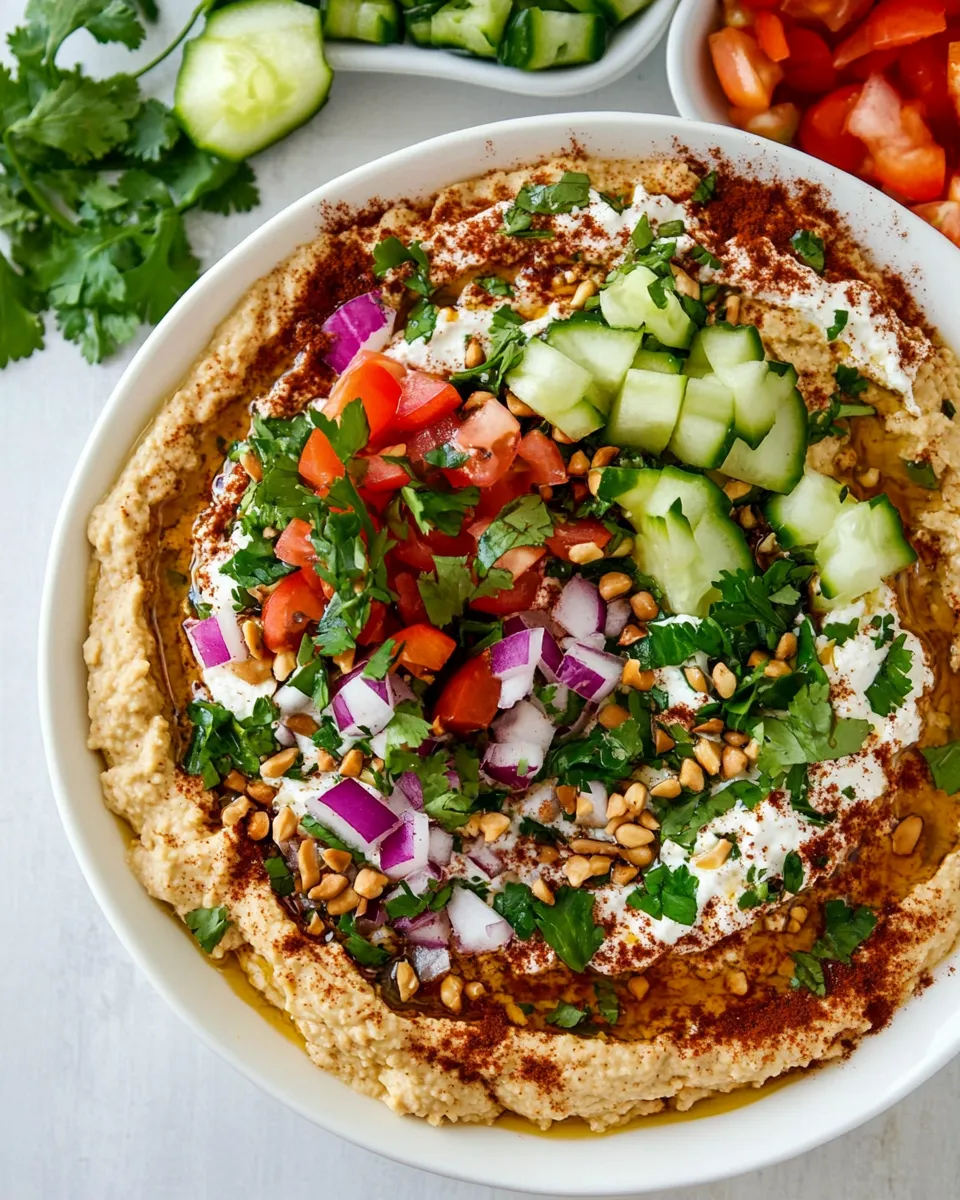 Delicious Loaded Greek Hummus shot