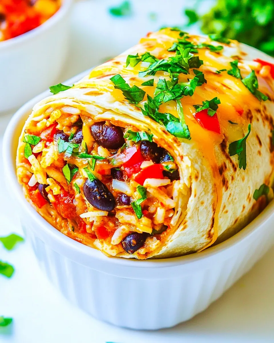 Tasty Loaded Vegetarian Black Bean and Rice Burritos dish photo