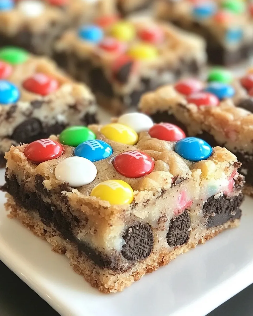 Delicious M&M Oreo Cookie Bars shot