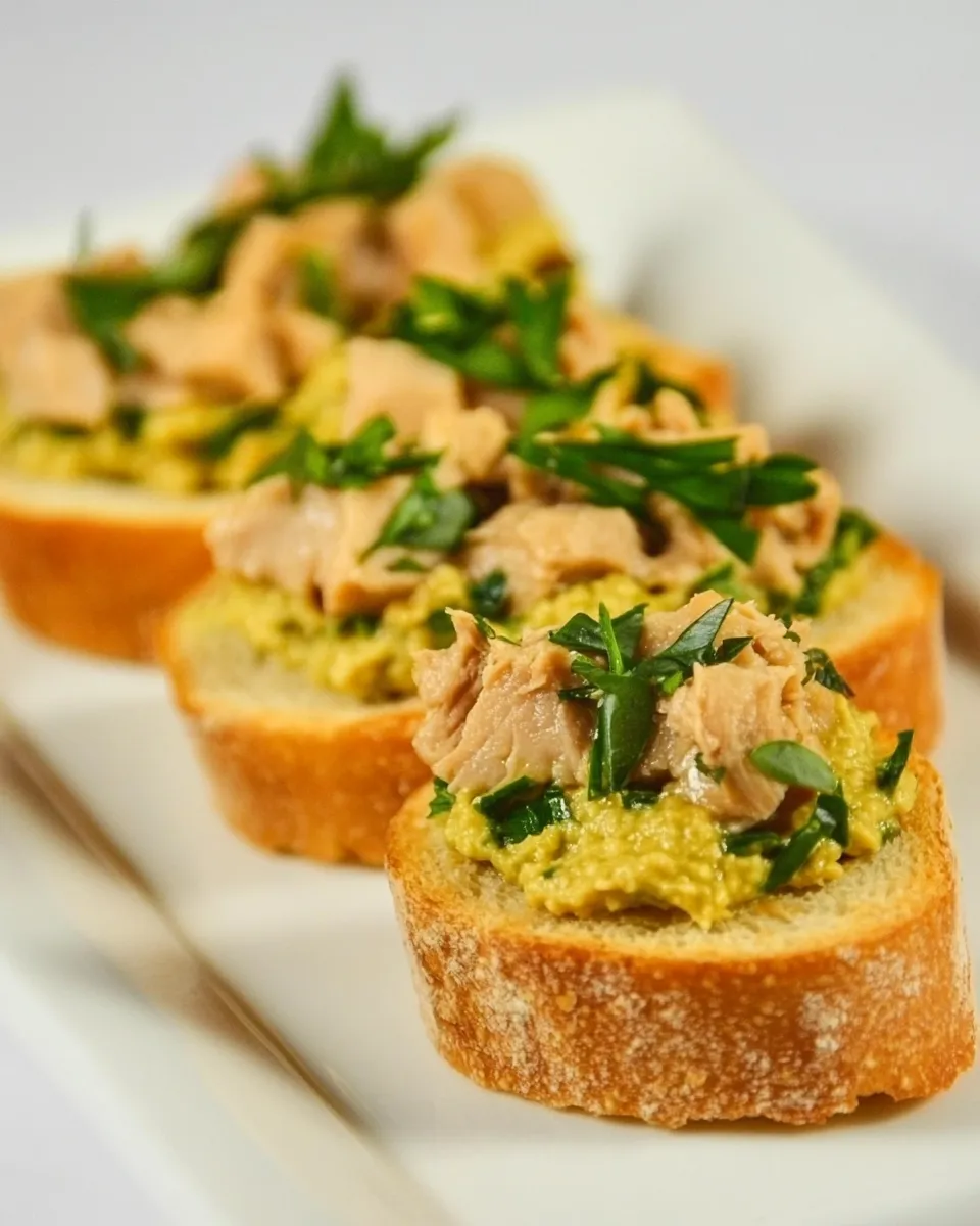 Easy Mediterranean Tuna Hummus Crostini photo