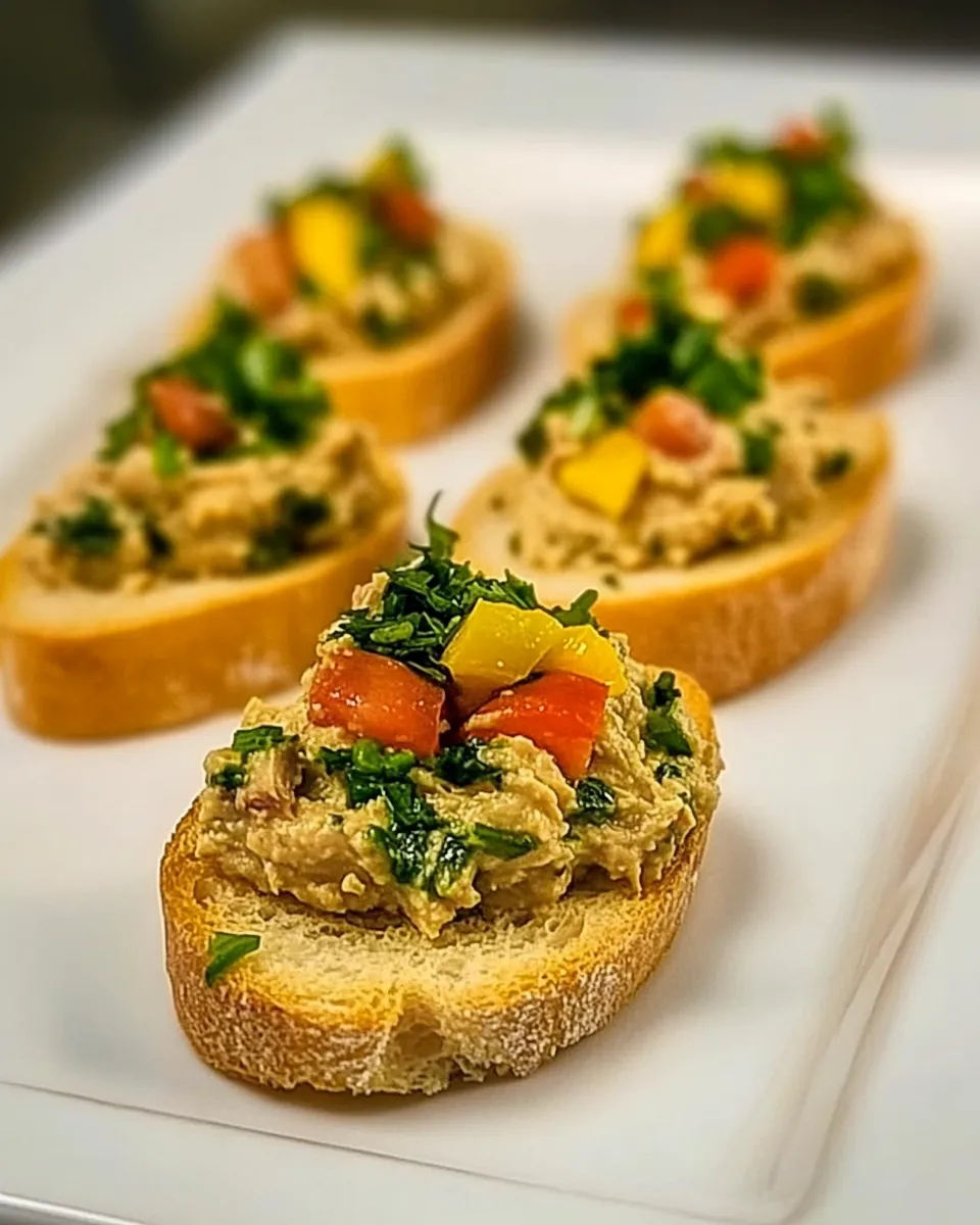 Delicious Mediterranean Tuna Hummus Crostini image