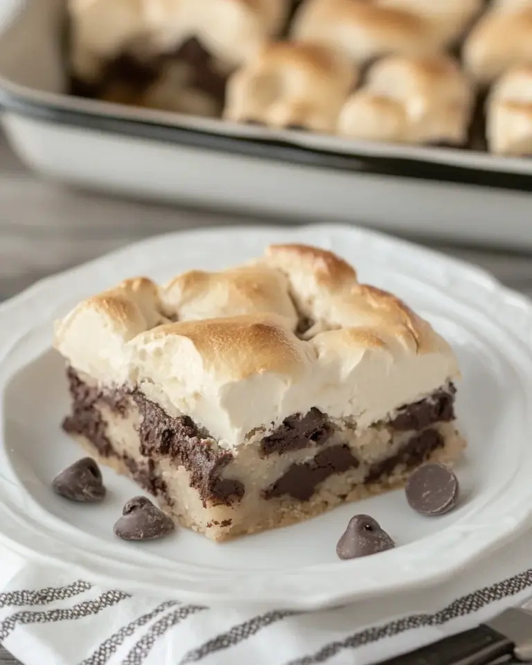 Homemade Meringue Topped Chocolate Chip Bars photo