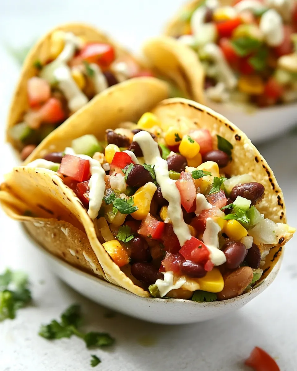 Delicious Mexican Taco Bowls with Mixed Bean Salsa shot