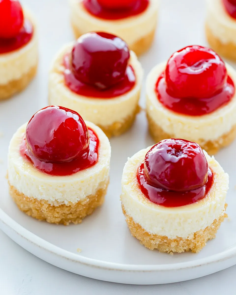 Classic Mini Cherry Almond Cheesecakes shot