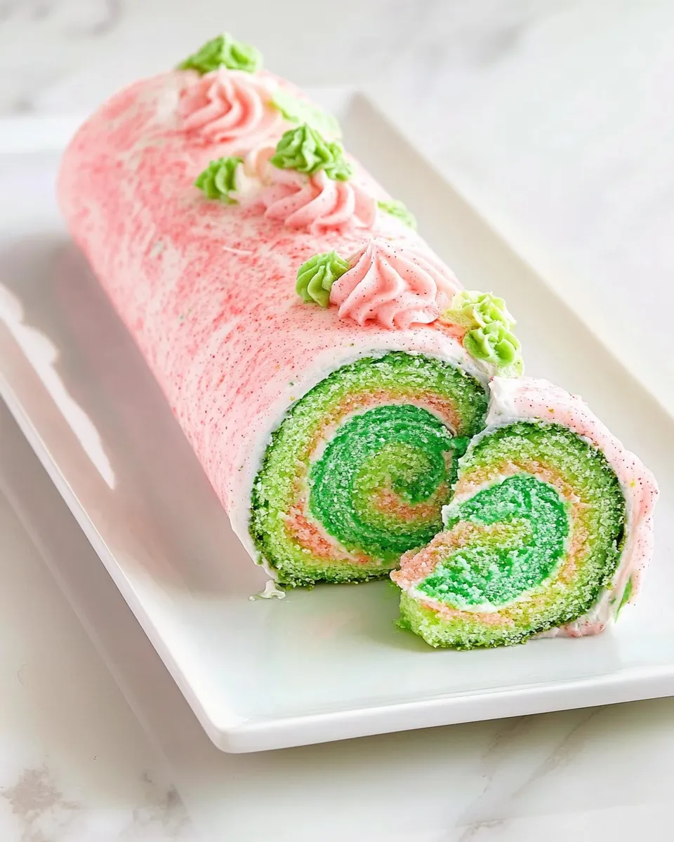 Homemade Monstera Cake Roll with Pandan Whipped Cream & Kaya photo