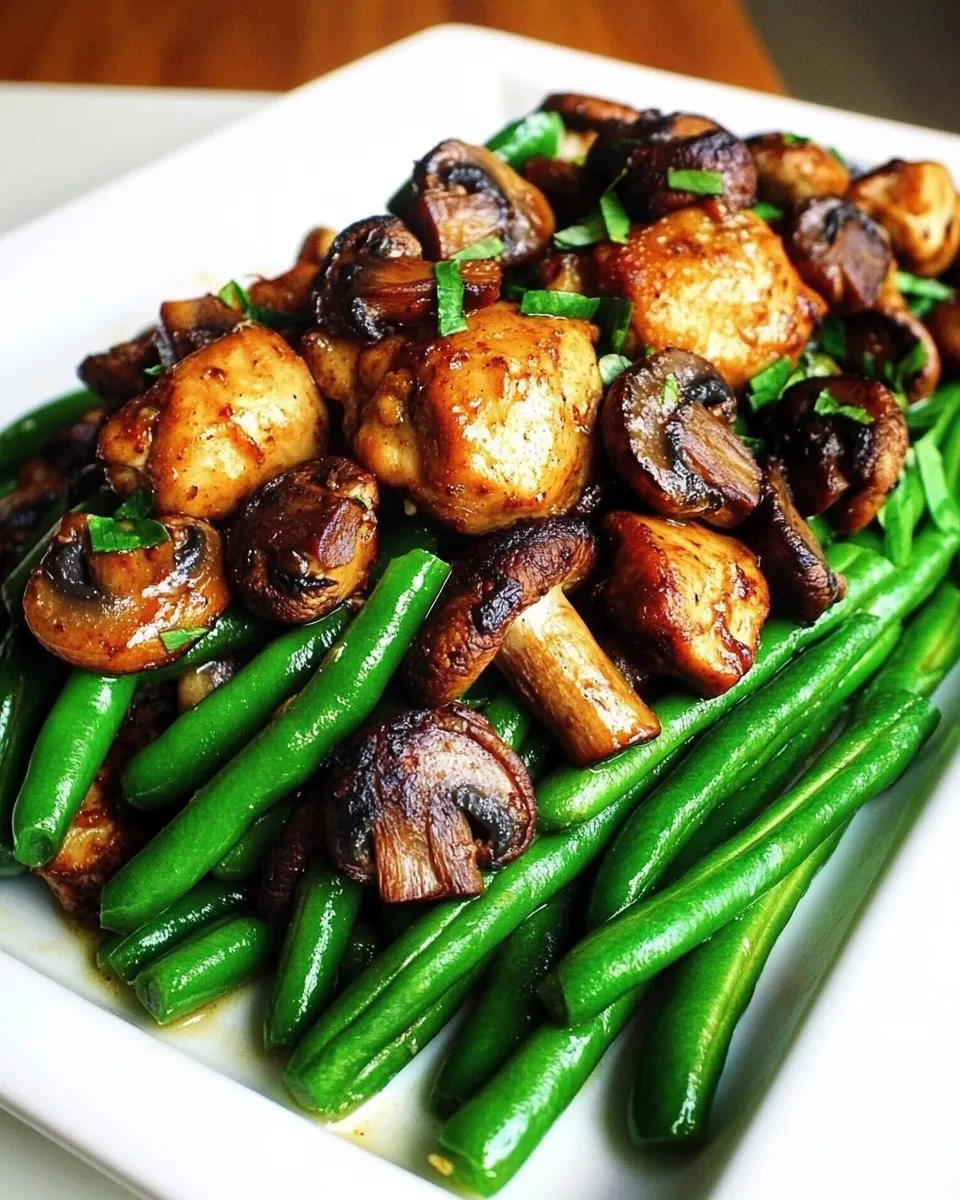 Delicious Mushroom Chicken with Green Beans shot