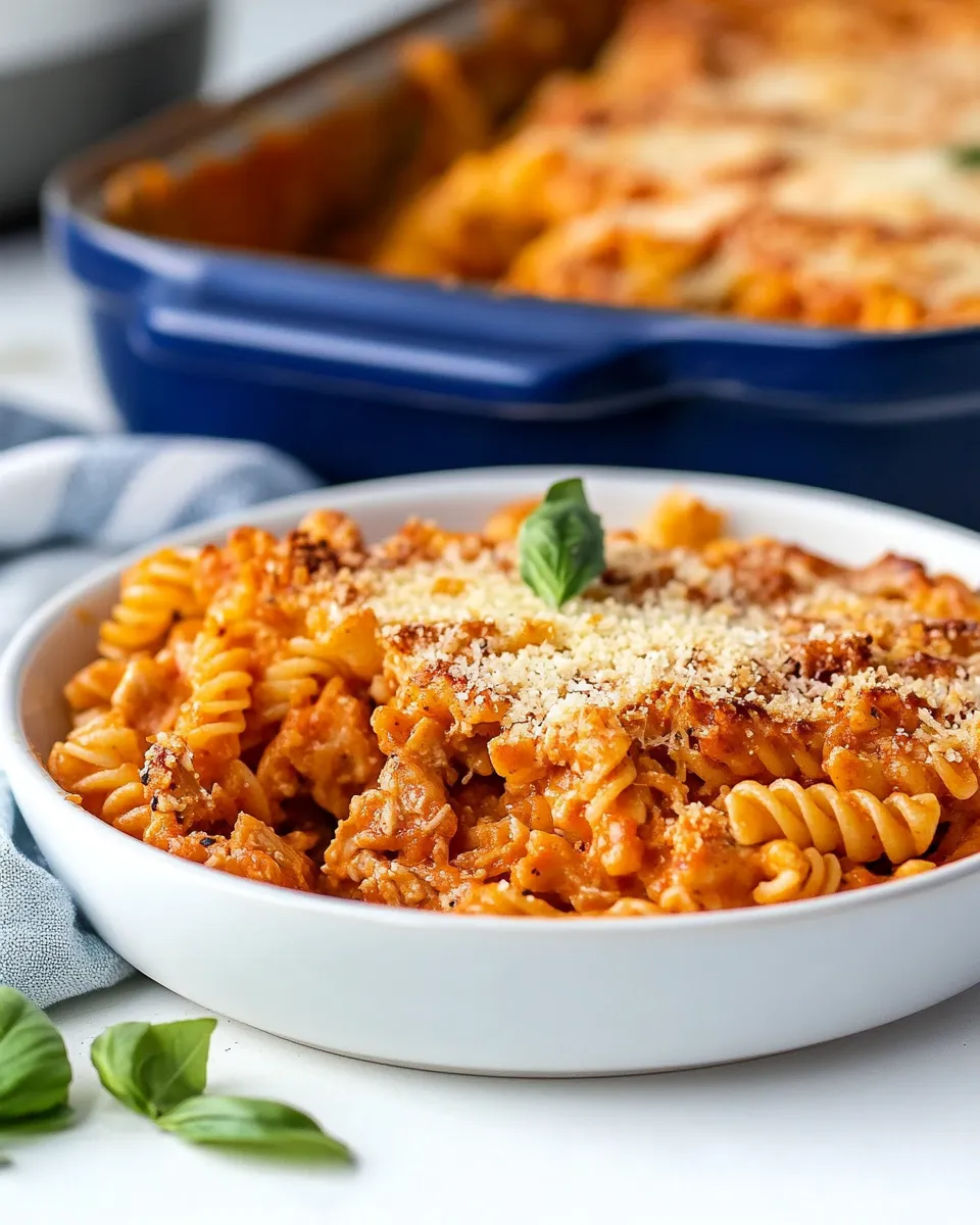 Quick No-Boil Chicken Parmesan Pasta Recipe shot