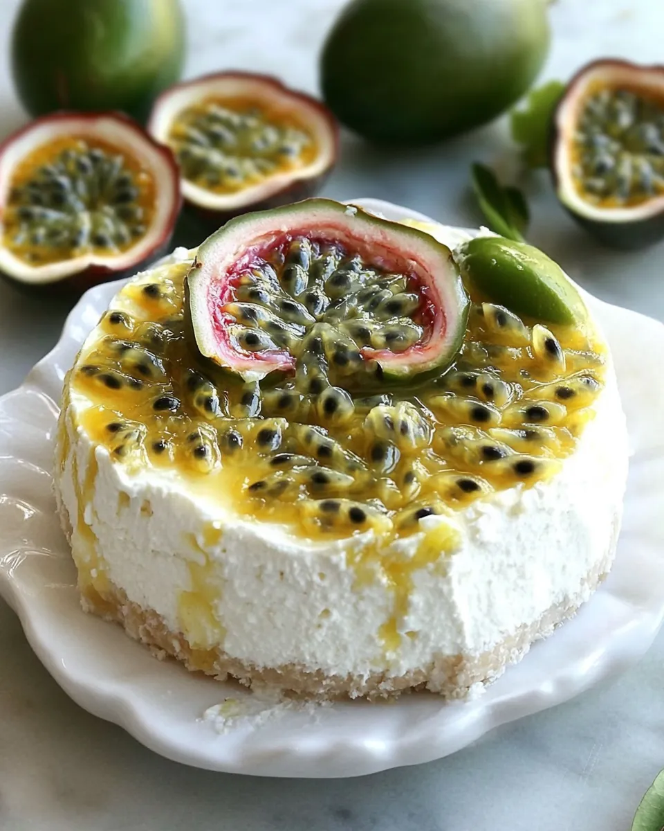 Delicious No Bake Passion Fruit Cheesecake shot