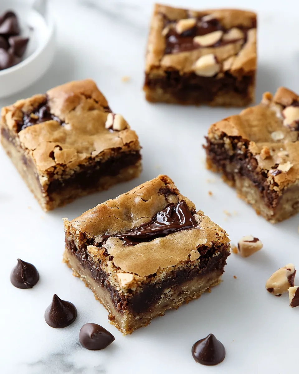 Amazing Nutella-Stuffed Brown Butter Blondies shot