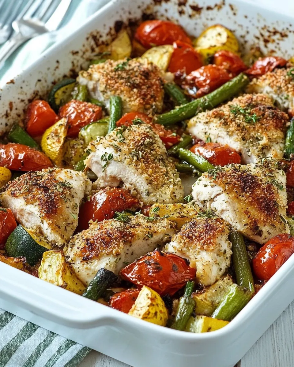 Healthy One-Dish Baked Chicken and Veggies recipe image