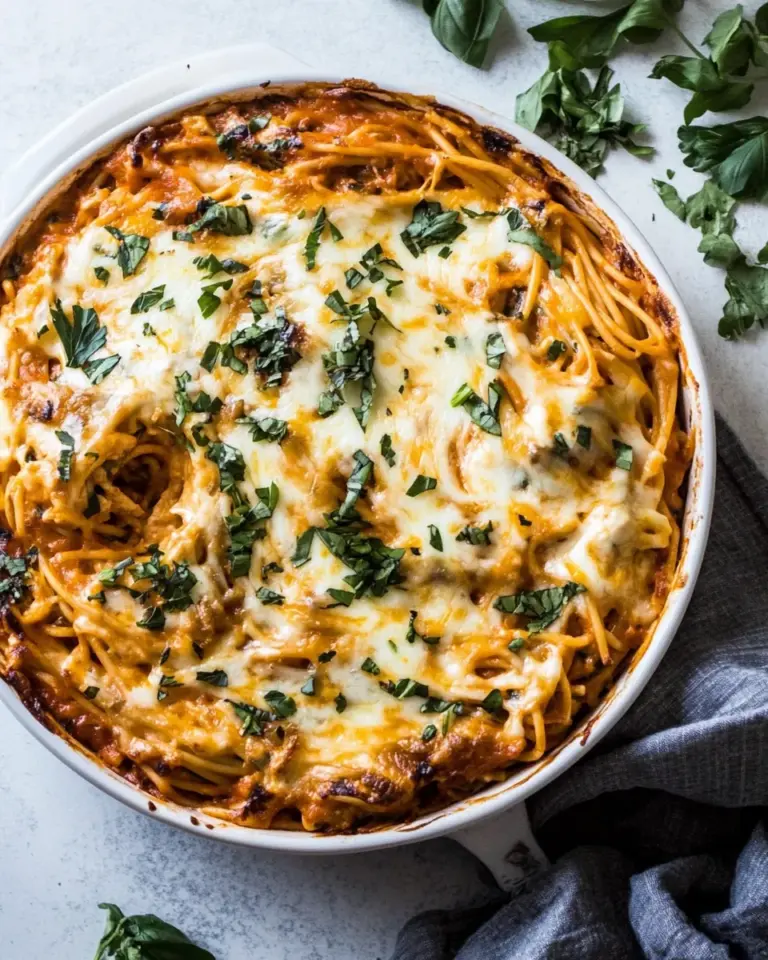 Homemade One-Pan Cheesy Spaghetti Pie. image