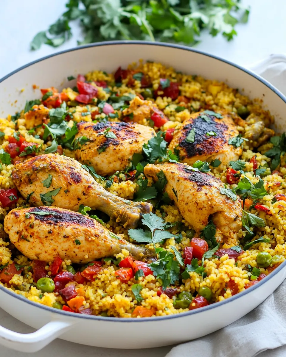 Healthy One Pan Moroccan Chicken and Couscous dish photo