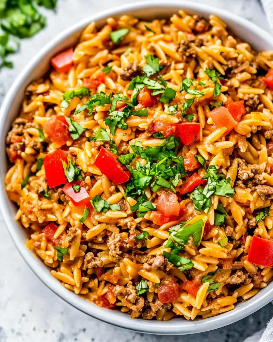 Homemade One Pot Cheesy Taco Orzo recipe photo