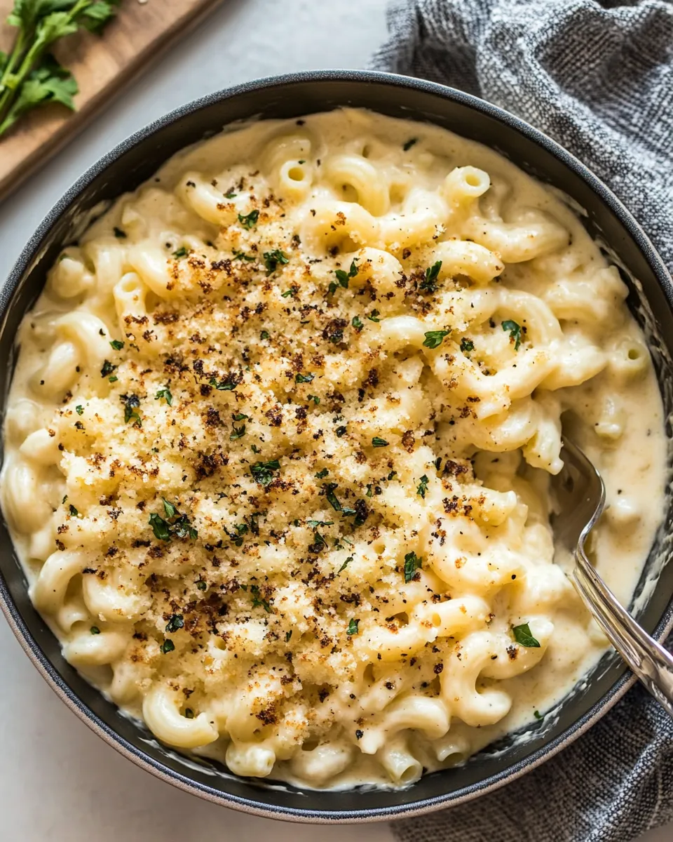 Healthy One Pot Creamy Cauliflower Mac and Cheese. recipe image