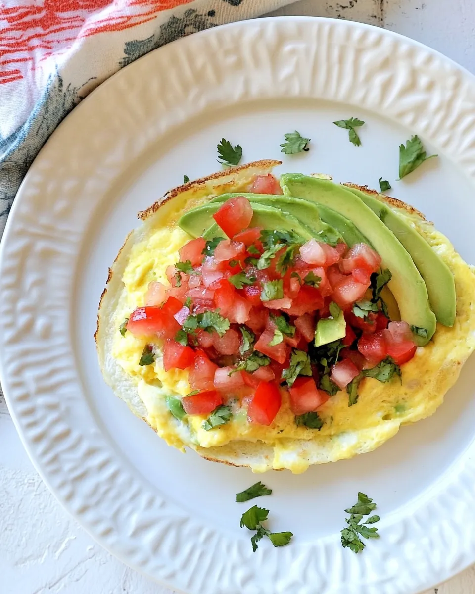 Delicious Open-Faced Omelet with Avocado and Pico de Gallo image