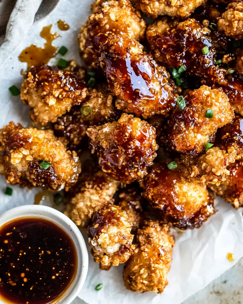 Ultimate Oven Fried Southern Hot Honey Popcorn Chicken. shot