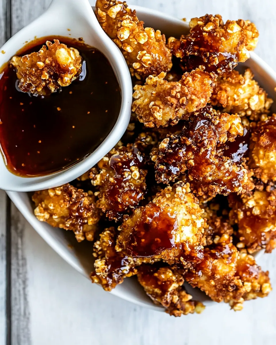 Easy Oven Fried Southern Hot Honey Popcorn Chicken. recipe photo