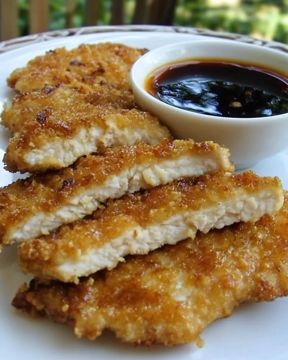 Savory Panko Chicken With Apricot Dipping Sauce recipe photo