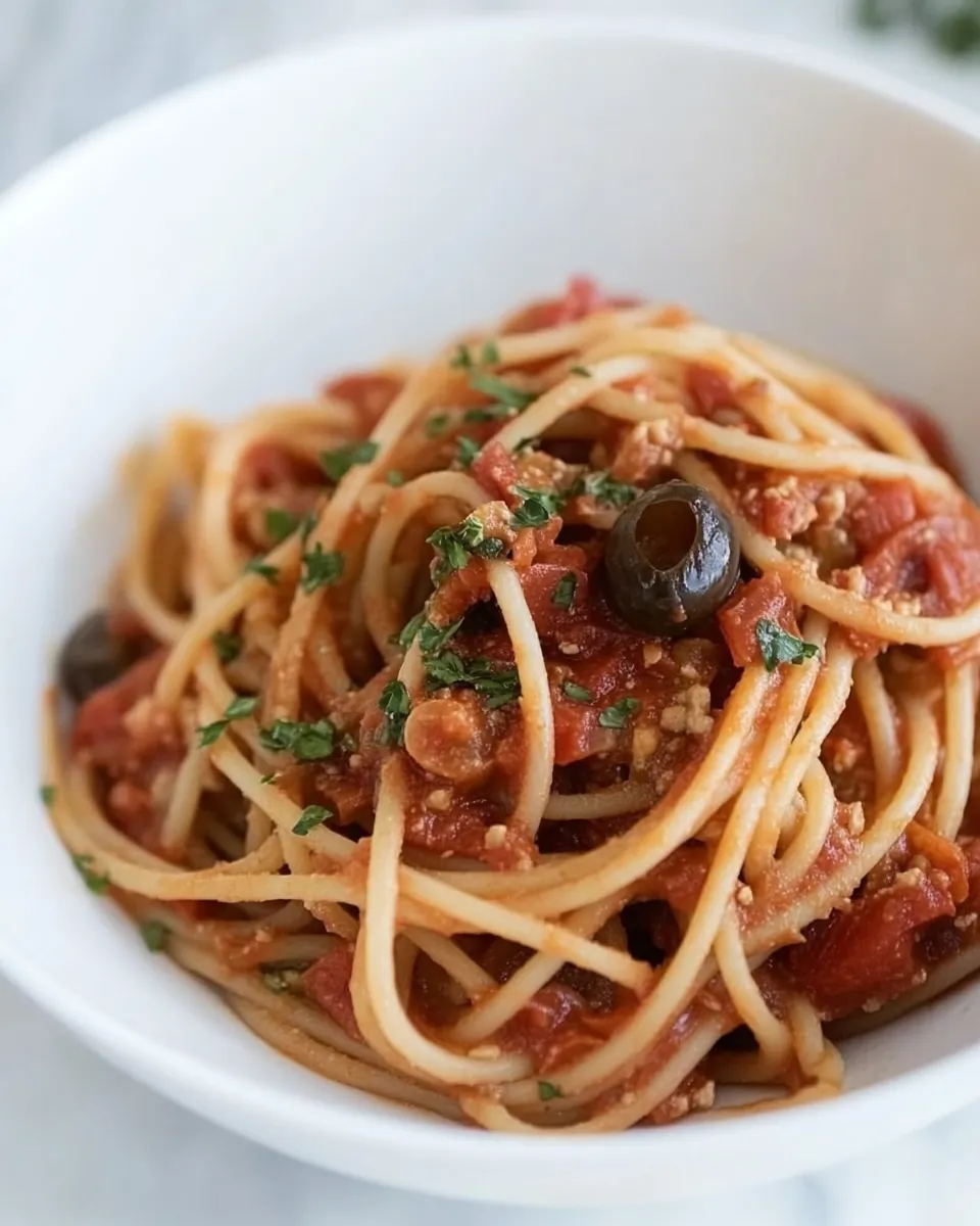 Easy Pasta Puttanesca Recipe shot