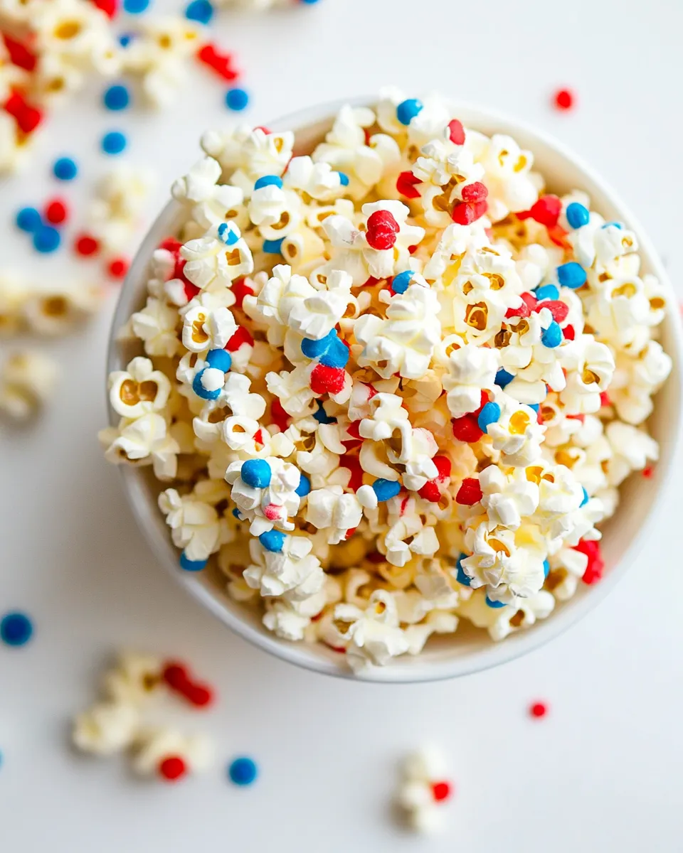 Homemade Patriotic Marshmallow Popcorn photo