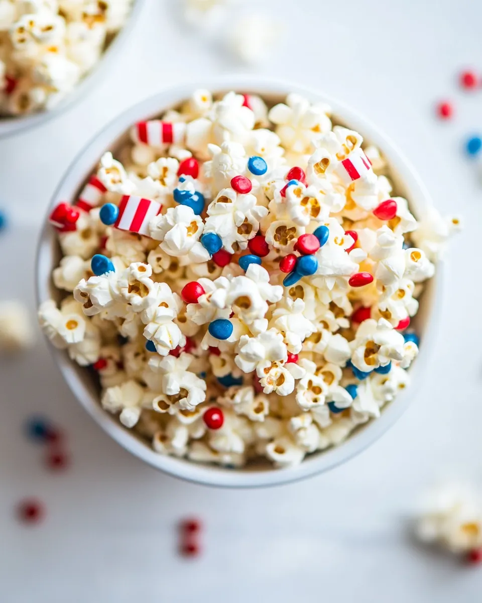 Delicious Patriotic Marshmallow Popcorn shot