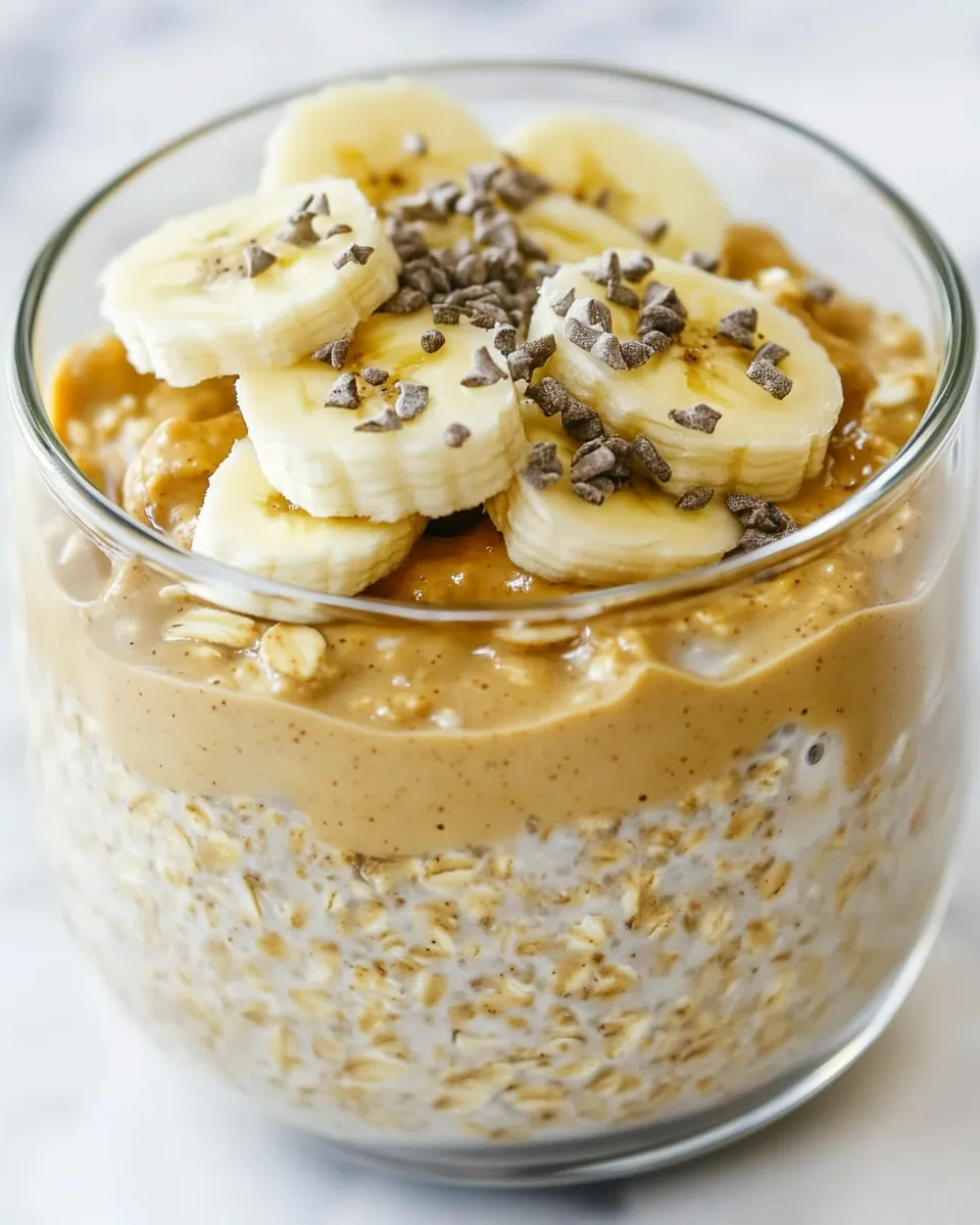 Healthy Peanut Butter Banana Overnight Oats shot