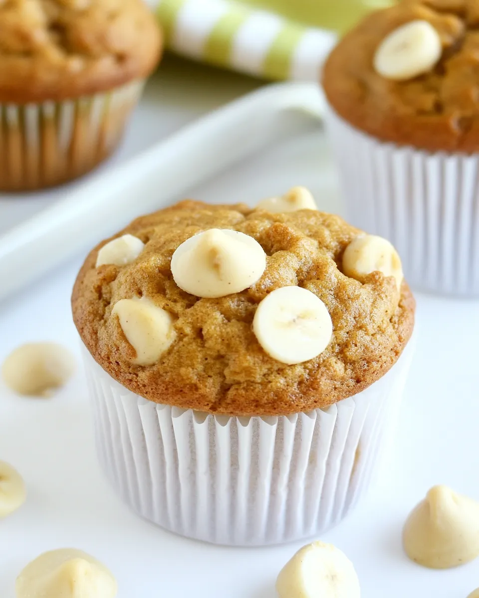 Delicious Peanut Butter Banana White Chocolate Chip Muffins recipe photo